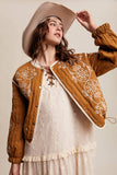 Embroidered Quilted Western Jacket LJ0260: Camel / M