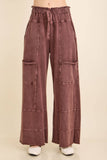 BEST Mineral Wash Wide leg Cropped pants HP5524: HotCocoa / S-M-L / 2-2-2