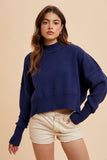 KNITTED MOCKNECK PULLOVER SWEATER: CAMEL / M