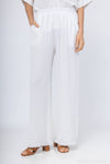 Bootcut Cotton Linen Pants 2 Pockets 20532: 50% linen - 50% cotton / Green / One size