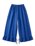 4029 WIDE LINEN PANTS WITH EYELET EMBROIDERY: Orange