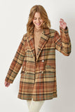 60383 Double Breast Plaid Jacket: Maple Mix / L