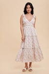 TIERED TIE STRAP MIDI DRESS: GOLDEN POPPY / M