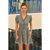 MINERAL-WASHED DENIM BUTTON-DOWN MINI DRESS WITH PUFF SLVS: WASHED DENIM / S