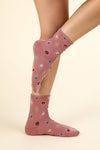 SC10038C-Floral Printed Textures Crew Socks: CREAM / OS/5