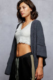 Long sleeve pockets solid chenille sweater cardigan SALE: INK CHARCOAL / S