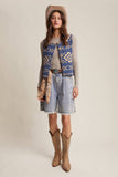 Southwestern Button-Up Vest LSW0977: Burgundy / S