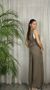 REF 6454 100% LINEN VEST: Beige