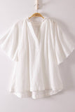 NT12540-Mineral Washed Gauze Blouse Top: YELLOW / S-M-L/2-2-2