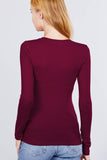 Long Sleeve Crew Neck Cotton Spandex Jersey Top: OLV-olive green / S