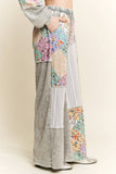 Mineral Washed Floral WaveKnit Jacquard Boho Pants HP6106: Natural / S-M-L / 2-2-2