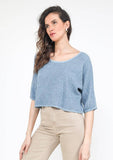 1973 women's crop top in cotton-linen,: CARBON
