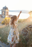 Cotton Venus Mini Dress ~ Yellow Poppy: S ~ Bust 38" / Length 50"