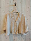 REF 11870 SHORT ELBOW SLEEVE BLOUSE 100% LINEN: BEIGE