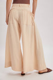 DRAWSTRING PATCH POCKETS WIDE LEG PANTS: MOCHA / L