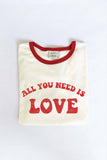 ALL YOU NEED IS LOVE  Ringer Graphic T-Shirt: NATURAL/MUSTARD / XL
