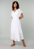 Cotton Button Front Handkerchief Midi Dress: White / L