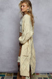Long Sleeve Open Sweater Cardigan: VANILLA CREAM / S