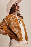 Embroidered Quilted Western Jacket LJ0260: Camel / M