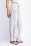 STRIPE SOFT WASH LINEN BLENDED PANTS: Taupe/Natural / S-M-L(2-2-2)