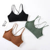Soft Breathable Cotton Padded Bra Bralette crop top: Green / M
