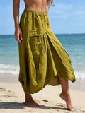 Skirt in 100% linen REF. 7199: Bleu Ciel / Unique