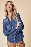 SIT3800A WESTERN DK WASH SNAP BUTTONS LIGHT DENIM SHIRT: SMALL