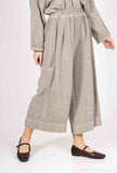 Mid-Length Linen Pants 20570: Black