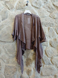 REF 5283 SHORT CARDIGAN 100% LINEN: Brown