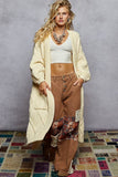 Long Sleeve Open Sweater Cardigan: VANILLA CREAM / S
