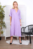 Long dress in 100% linen REF.7161: Wasabi / Unique