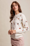 Floral Embroidered Knit Sweater LSW0992: Cream / M