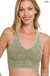 ..SI-23946 Washed Rib V-neck Racerback Seamless Crop Tank 0606: LTTEAL-157126 / S/M
