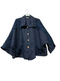 98221 Cropped linen jacket with textured details and an oversized fit: NAVY