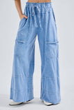BEST Mineral Wash Wide leg Cropped pants HP5524 : Olive / S-M-L / 2-2-2