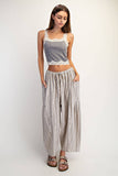 WIDE STRIPE LEG PANTS: Stone Combo / S-M-L(2-2-2)