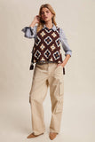 Crochet Granny Square Tassel Tie Vest LSW1006: Rust / S
