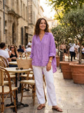 48902 PLAIN LINEN SHIRT: TAUPE