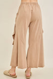 Mineral Washed Wavy Ruffle Cropped Pants HP7051: MossGreen / S-M-L / 2-2-2
