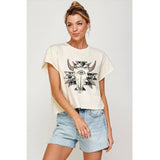 SKULL SEASON VINTAGE GRAPHIC CROP TOP: IVORY / S