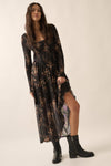 Floral Smocked Woven Maxi Dress: Black / S