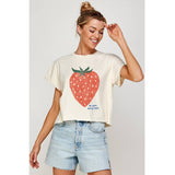 BE YOUR BERRY BEST GRAPHIC CROP TOP: IVORY / L