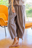 WIDE STRIPE LEG PANTS: Stone Combo / S-M-L(2-2-2)