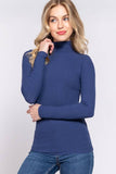 Long Sleeve Turtle Neck Rib Knit Top: LILAC / 2-2-2 (S-M-L)
