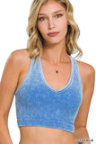 ..SI-23946 Washed Rib V-neck Racerback Seamless Crop Tank 0606: LTTEAL-157126 / L/XL