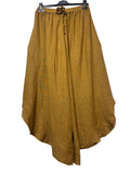 33603 LINEN CULOTTE TROUSERS WITH ADJUSTABLE WAIST: NAVY