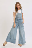 DENIM OVERALL WIDE-LEG JUMPSUIT : DENIM BLUE / Contemporary / L