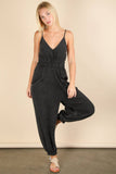 NP70837-Mineral Washed Cotton Gauze Casual Jumpsuit: SAGE / S-M-L/2-2-2
