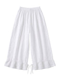 4029 WIDE LINEN PANTS WITH EYELET EMBROIDERY: Orange