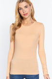 Long Sleeve Crew Neck Cotton Spandex Jersey Top: NVY-true navy / M
